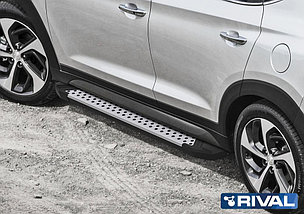 Порог-площадка "Premium" + комплект крепежа, RIVAL, Hyundai Tucson 2015-2021, фото 4