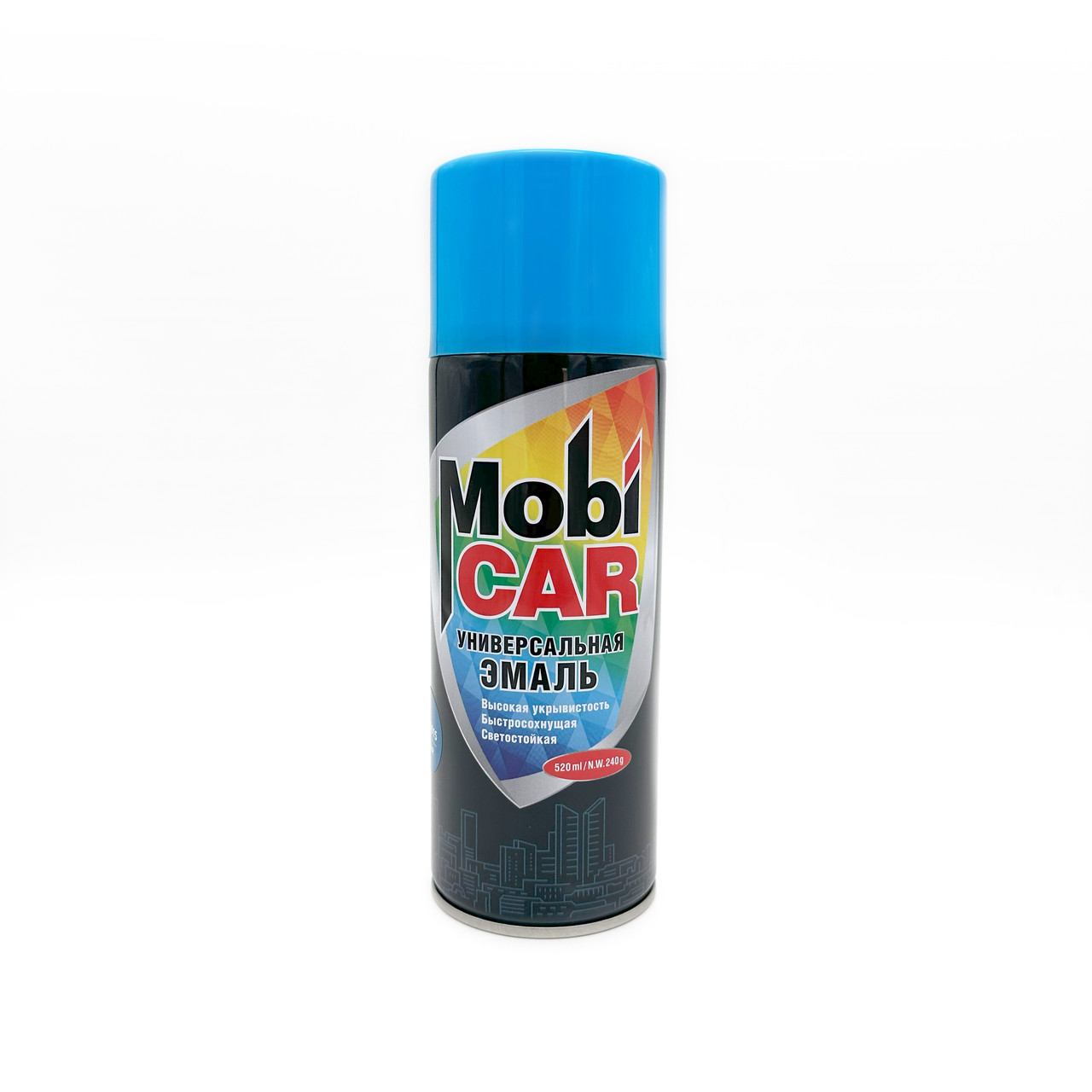 Аэрозольная эмаль универсальная MobiCAR 520мл,RAL5015,синий глянцевый - фото 1 - id-p116362169
