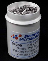 Капсулы оловянные для элементного анализа гладкостенные, с плоским дном (D4000)