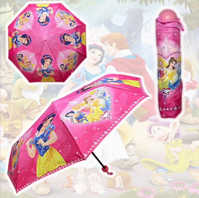 Зонт детский складной механический белоснежка 90 см розовый - фото 1 - id-p116312448