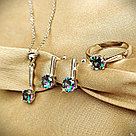 Серебряный комплект "Лана" цепочка, кулон, серьги и кольцо, фото 2