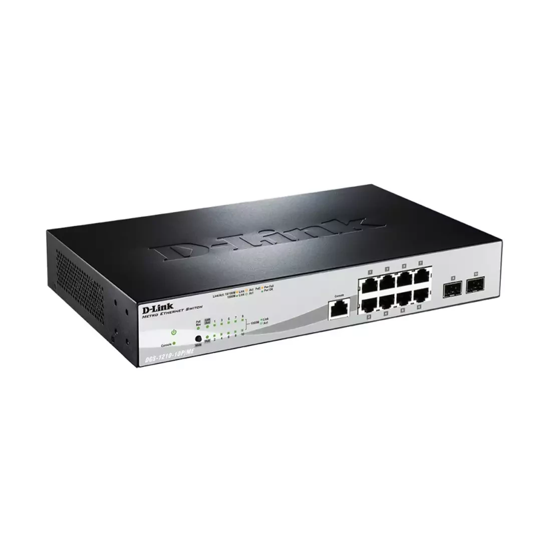 Коммутатор D-link DGS-1210-10P/ME/A1A (8 портов, Управляемый, 10/100/1000 Мбит/с, 2 порта 1000Base-X SFP, - фото 2 - id-p44802814