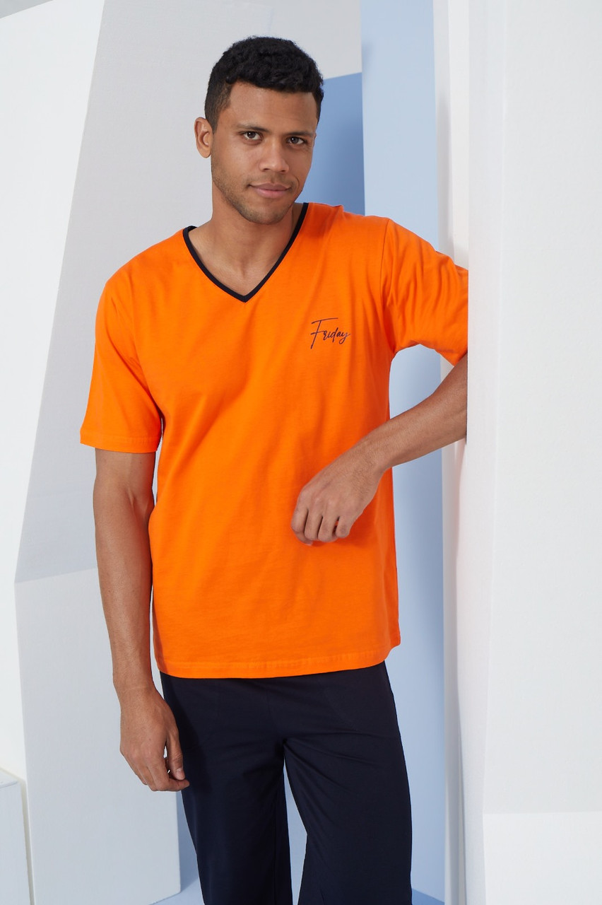 Пижама мужская M - 46/48, Оранжевый - фото 1 - id-p116379472