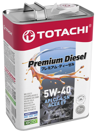 Дизельное синтетическое моторное масло TOTACHI PREMIUM DIESEL FULLY SYNTHETIC CJ-4/SN 5W-40 6л