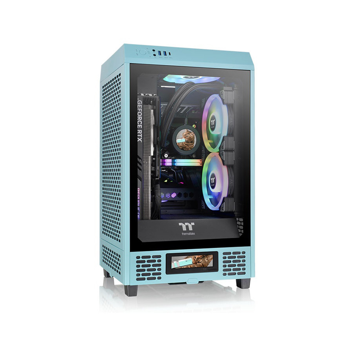 Компьютерный корпус Thermaltake The Tower 200 Turquoise Mini Chassis без Б/П 2-021216 CA-1X9-00SBWN-00
