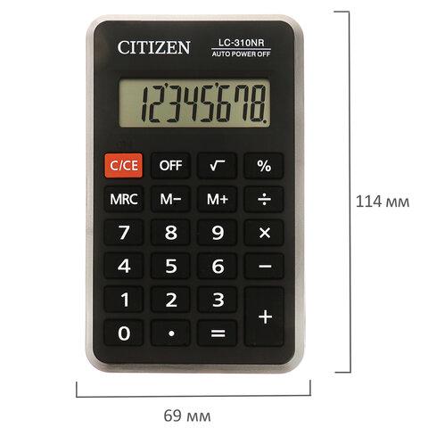 Калькулятор карманный CITIZEN LC310NR (114х69 мм), 8 разрядов, питание от батарейки, LC-310NR - фото 4 - id-p116420287