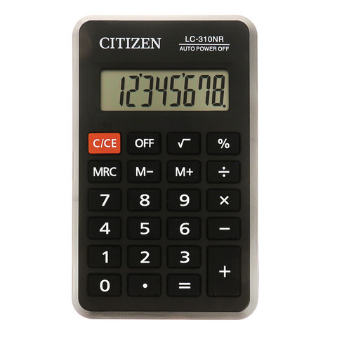 Калькулятор карманный CITIZEN LC310NR (114х69 мм), 8 разрядов, питание от батарейки, LC-310NR - фото 1 - id-p116420287