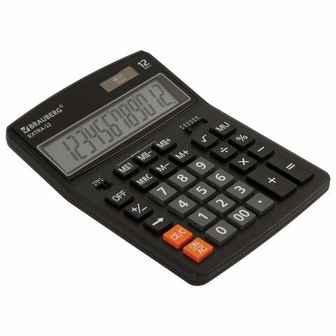 Калькулятор настольный BRAUBERG EXTRA-12-BK (206x155 мм), 12 разрядов, двойное питание, ЧЕРНЫЙ - фото 2 - id-p116420404