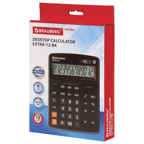 Калькулятор настольный BRAUBERG EXTRA-12-BK (206x155 мм), 12 разрядов, двойное питание, ЧЕРНЫЙ - фото 6 - id-p116420404
