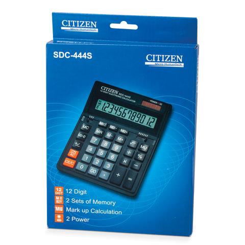 Калькулятор настольный Citizen SDC-444S, 12 разрядов, двойное питание, 153*199*31мм, черный - фото 3 - id-p116420481