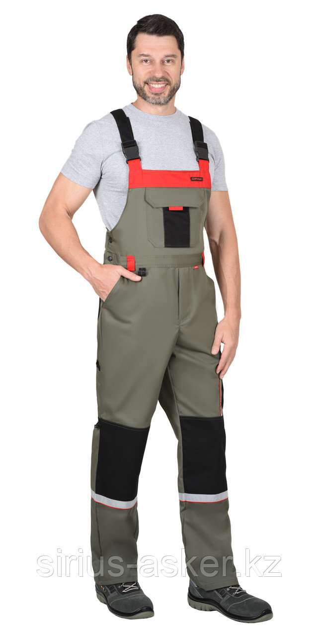 Полукомбинезон СИРИУС-СТАН (оливковый с красным), фото 1