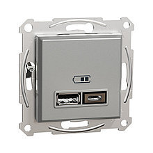 Розетка USB SE EPH2700361 Asfora A+С 2,4А механизм алюминий 2-018707