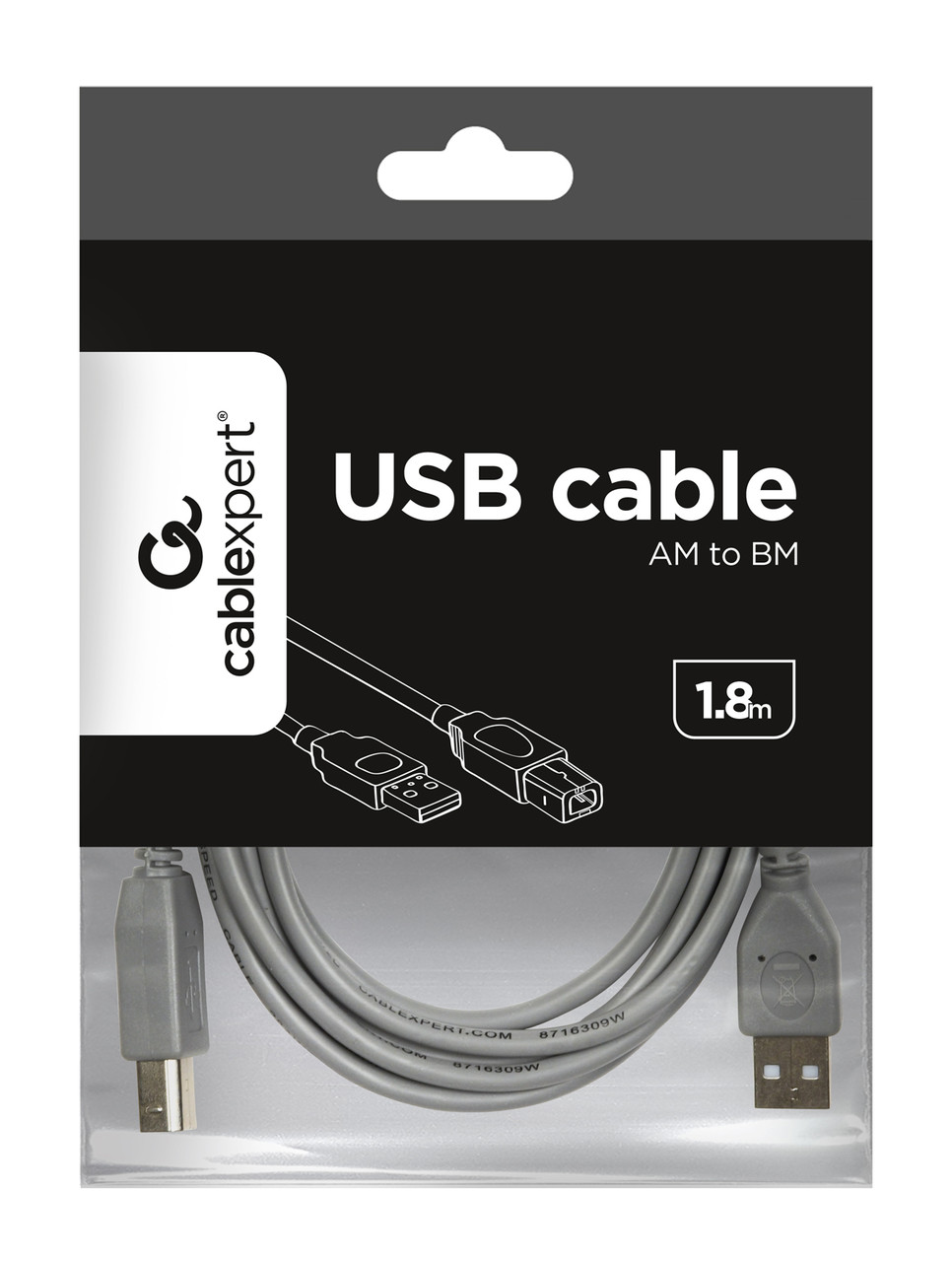 Кабель USB Type A - USB Type B Cablexpert CCP-USB2-AMBM-6G 1.8м серый - фото 2 - id-p112717754