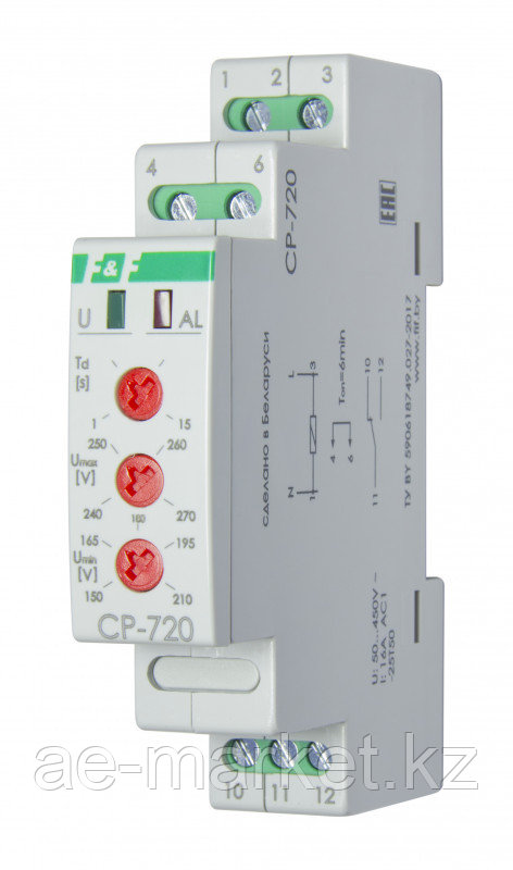 Реле контроля напряжения F&F CP-720, 50-450В, 1NO/NC, 16А NEW - фото 1 - id-p110489483
