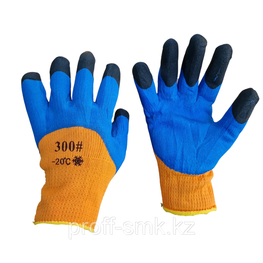 Перчатки строительные №300 Синие с черными пальцами - фото 1 - id-p116429673