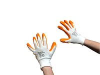 Оранжево белые Перчатки с нитриловым покрытием