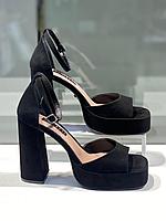 Стильные женские босоножки черного цвета "Paoletti". Нарядная обувь на выпускной бал. 36