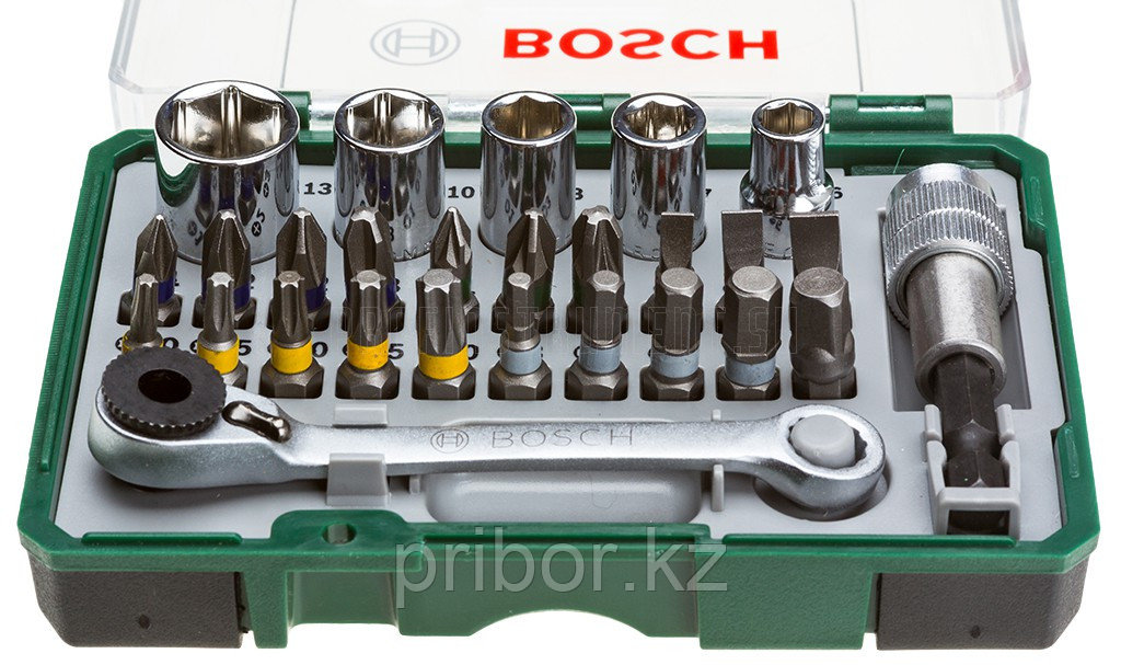 Bosch Набор бит и торцевых головок с ключом-трещоткой (27 предметов) - фото 3 - id-p104392163