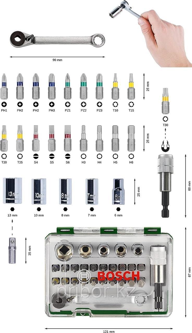 Bosch Набор бит и торцевых головок с ключом-трещоткой (27 предметов) - фото 6 - id-p104392163