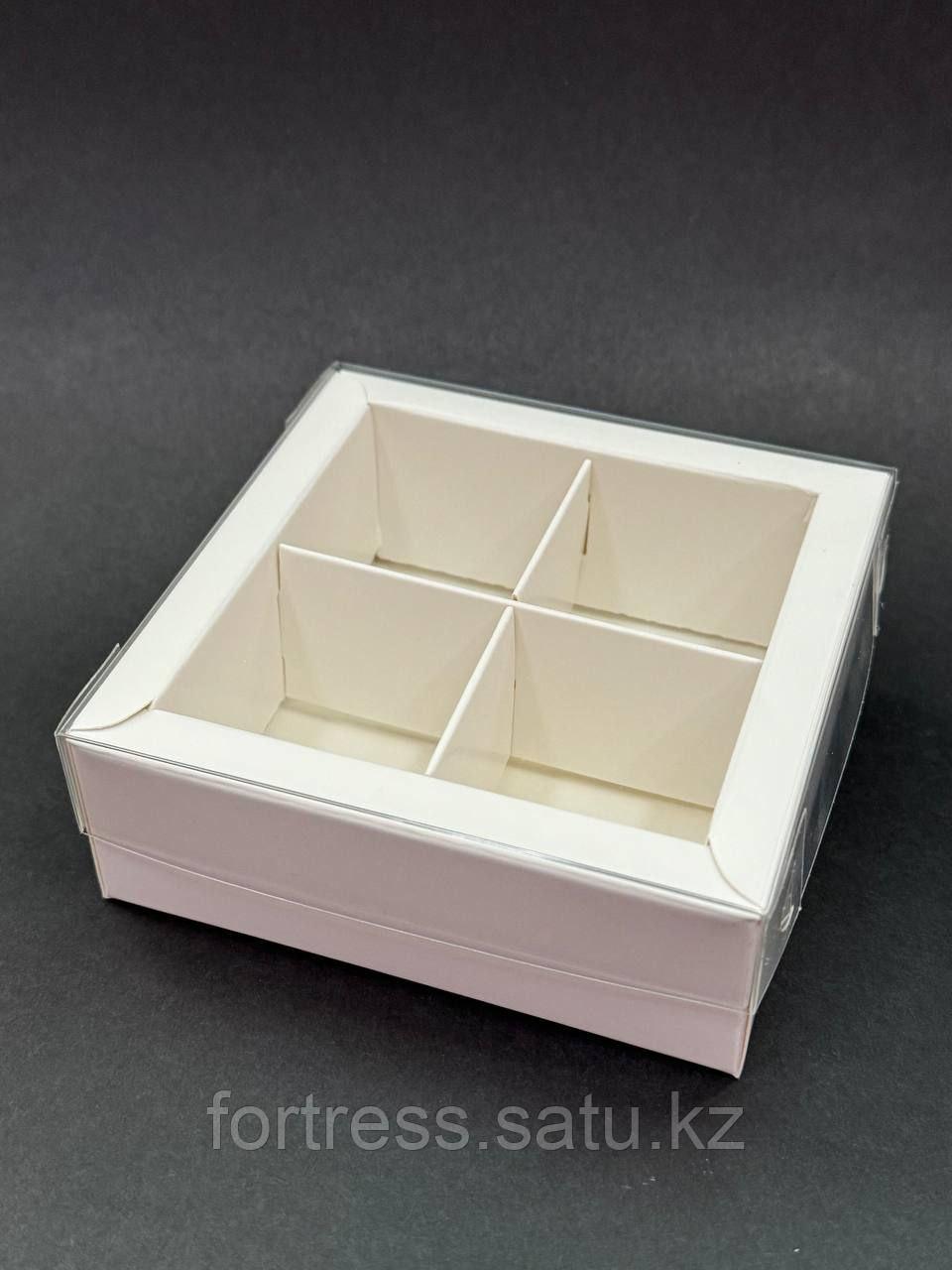 Коробка крышка+дно внешний размер 10*10*3,5см с ячейками 4шт белая(8*8*3,5) внутренний размер - фото 1 - id-p106081618