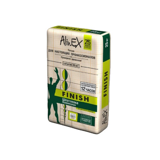 Alinex Finish полимерная финишная шпатлевка 25кг - фото 1 - id-p116442154