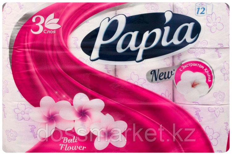 Papia Bali Flower туалетная бумага 3-слойный 12 шт,