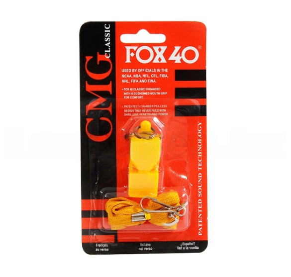 Свисток спортивный на веревке CMG Fox 40 желтый