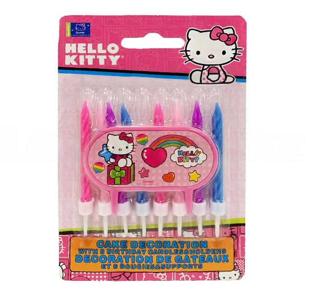 Набор свечей для торта Hello Kitty 8 штук разноцветные - фото 1 - id-p101038329