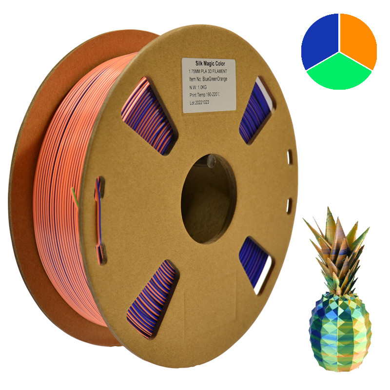 Silk Magic PLA - (Blue-Green-Orange) Filament 1.75 mm - фото 1 - id-p116447977