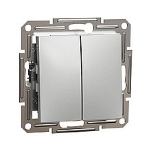 Выключатель двухклавишный SE EPH0300161 Asfora 10AX мех.быстрозажимной алюминий 2-018700