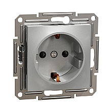 Розетка SE EPH2900161 Asfora с заземлением 16А механизм винтовой алюминий 2-018697