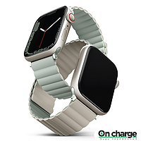 Ремешок Mocom silicone для Apple Watch 38-40-41 мм (41MM-REVSAGBEG) зеленый/бежевый