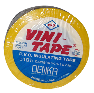 Японская Изолента #102 ПВХ желтая Vini Tape (10)(500)