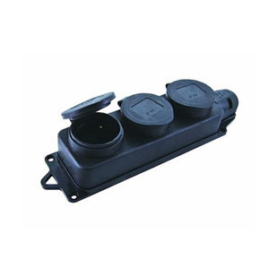 Розетка наруж. уст-ки 3-ая с заглушками 2Р+РЕ 1Х16А 220-240В (каучук) UNIT (4/40)