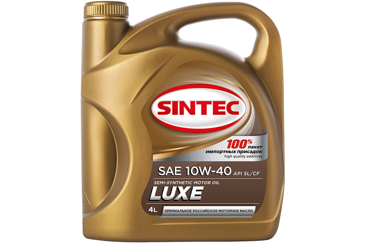 Масло SINTEC Люкс SAE 10W-40 API SL/CF канистра 4л/Motor oil 4l can - фото 1 - id-p116459393