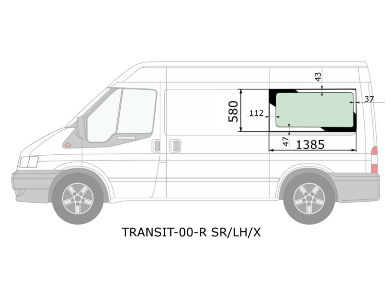 Стекло кузова боковое (не опускное) (Слева / Цвет зеленый) Ford Transit 00-06 - фото 1 - id-p115933250