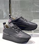 Кожаные женские кроссовки черного цвета. Качественная женская обувь весна 2024., фото 6