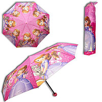 Зонт детский складной механический принцесса 90 см розовый