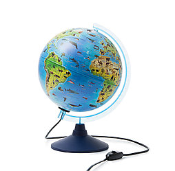 Глобус Земли зоологический с подсветкой от сети, 25 см