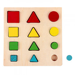 Головоломка деревянная "Логические дроби", учим формы, цвета и размеры, 12 элементов