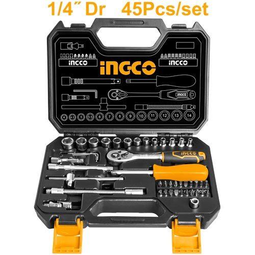 INGCO Набор головок с трещоткой 45 шт 1/4"
