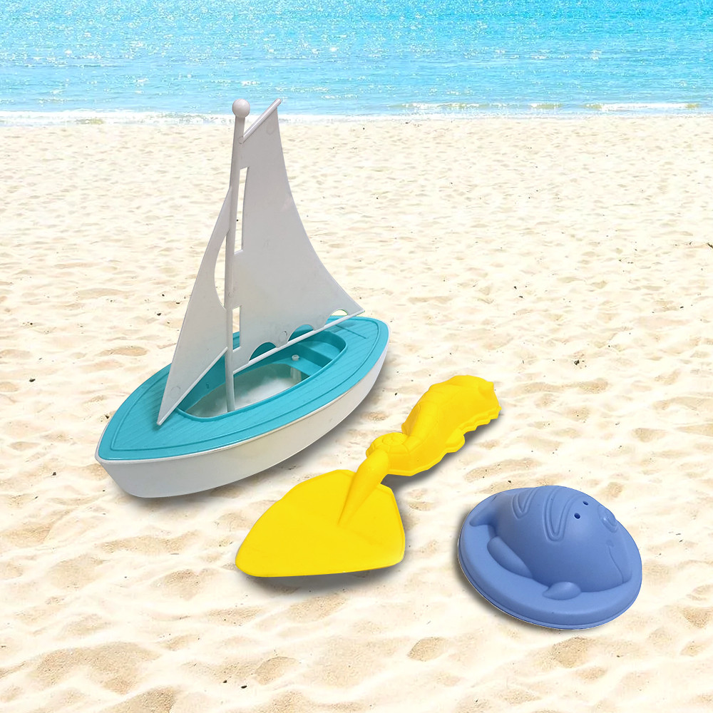 Набор игрушек для песка лодка с лопаткой и формочкой - фото 1 - id-p116431119