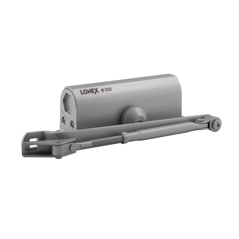 Доводчик дверной LONEX 330 (от 50 до 120 кг) (серый) морозостойкий - фото 1 - id-p116469202