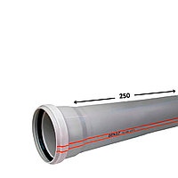 Труба канализационная (ПВХ), светло серая, диам.100, длина 250 мм, толщина стенки 3,2 мм