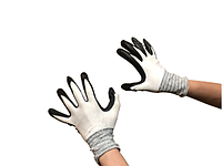 Черно белые перчатки с нитриловым покрытием