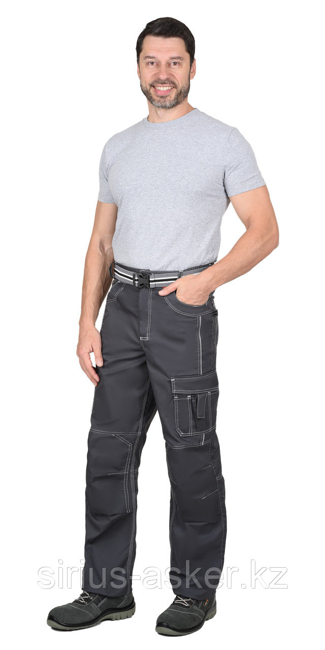 Брюки СИРИУС-ПРЕСТИЖ мужские летние темно-серые, кант СВ, фото 1