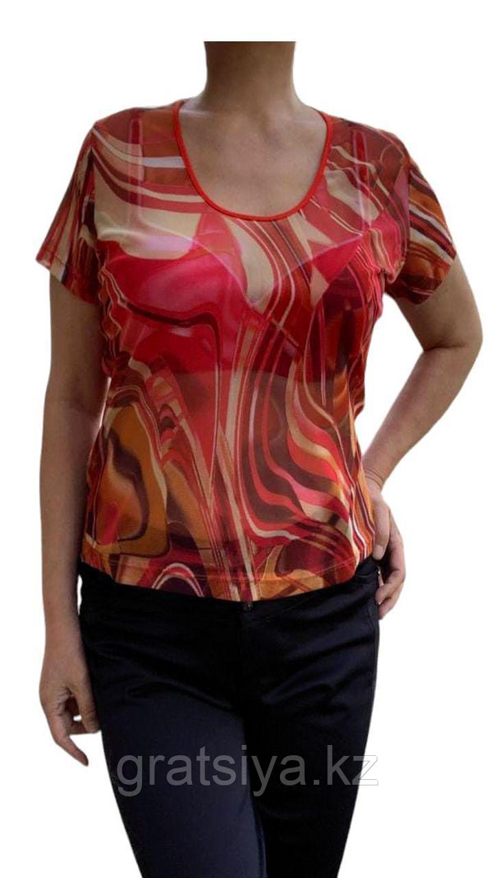 Летняя блузка без пуговиц с круглым вырезом - фото 2 - id-p116488205
