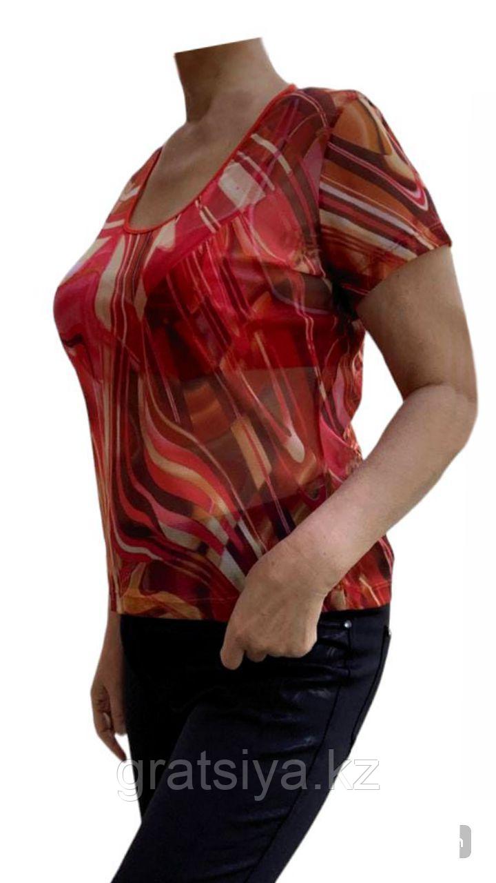 Летняя блузка без пуговиц с круглым вырезом - фото 3 - id-p116488205