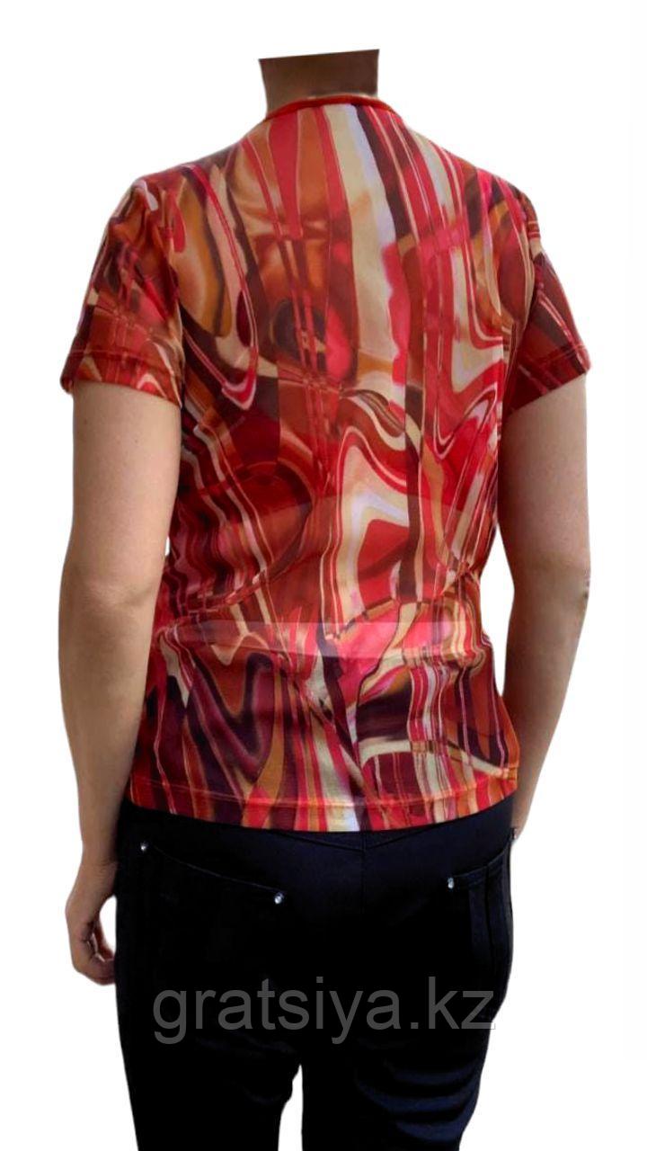 Летняя блузка без пуговиц с круглым вырезом - фото 4 - id-p116488205