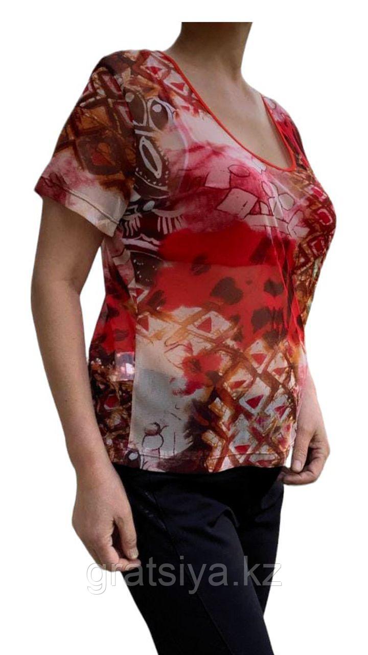 Летняя блузка без пуговиц с круглым вырезом - фото 6 - id-p116488205
